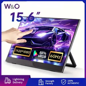W&O Ultra-Thin 15.6 Inch 1080P Portable Monitor | USB-C Travel Display with Stand, Suitable for Laptops, PCs, PS, IPS Zero Frame Game Display