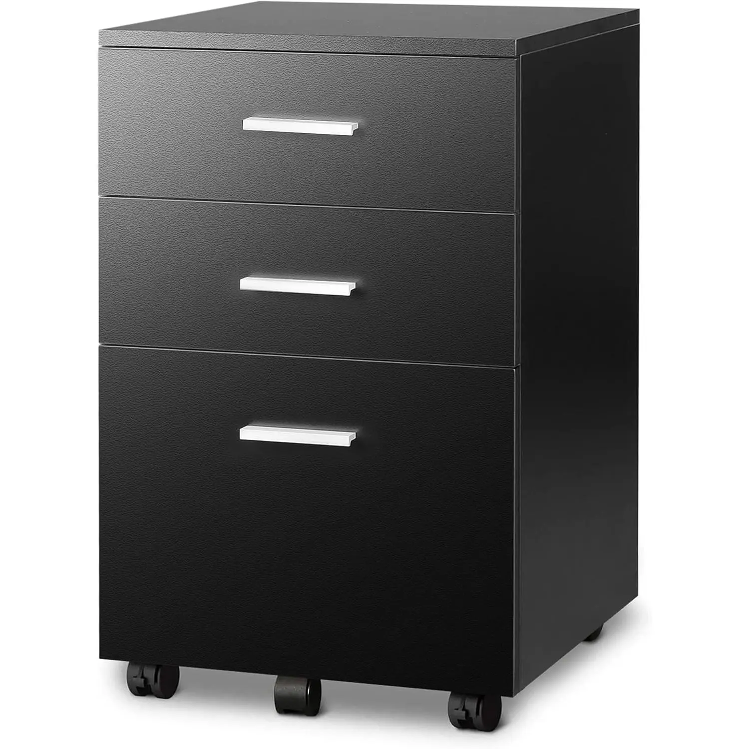 DEVAISE 3-Drawer Wood Mobile File Cabinet, Rolling Office Storage for Letter/A4 Size, Black Commercial Furniture for Computer Desks, Drawers