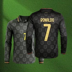 2526 Home Black No. 7 Cristiano Ronaldo Short Long Sleeve Jersey Soccer Jerseys