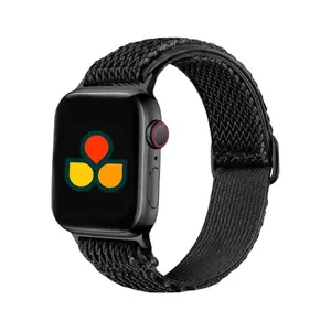 Woven Nylon Loop Watch Band - Black Woven Nylon Design, Wearable Accessory for Smartphones and Tablets