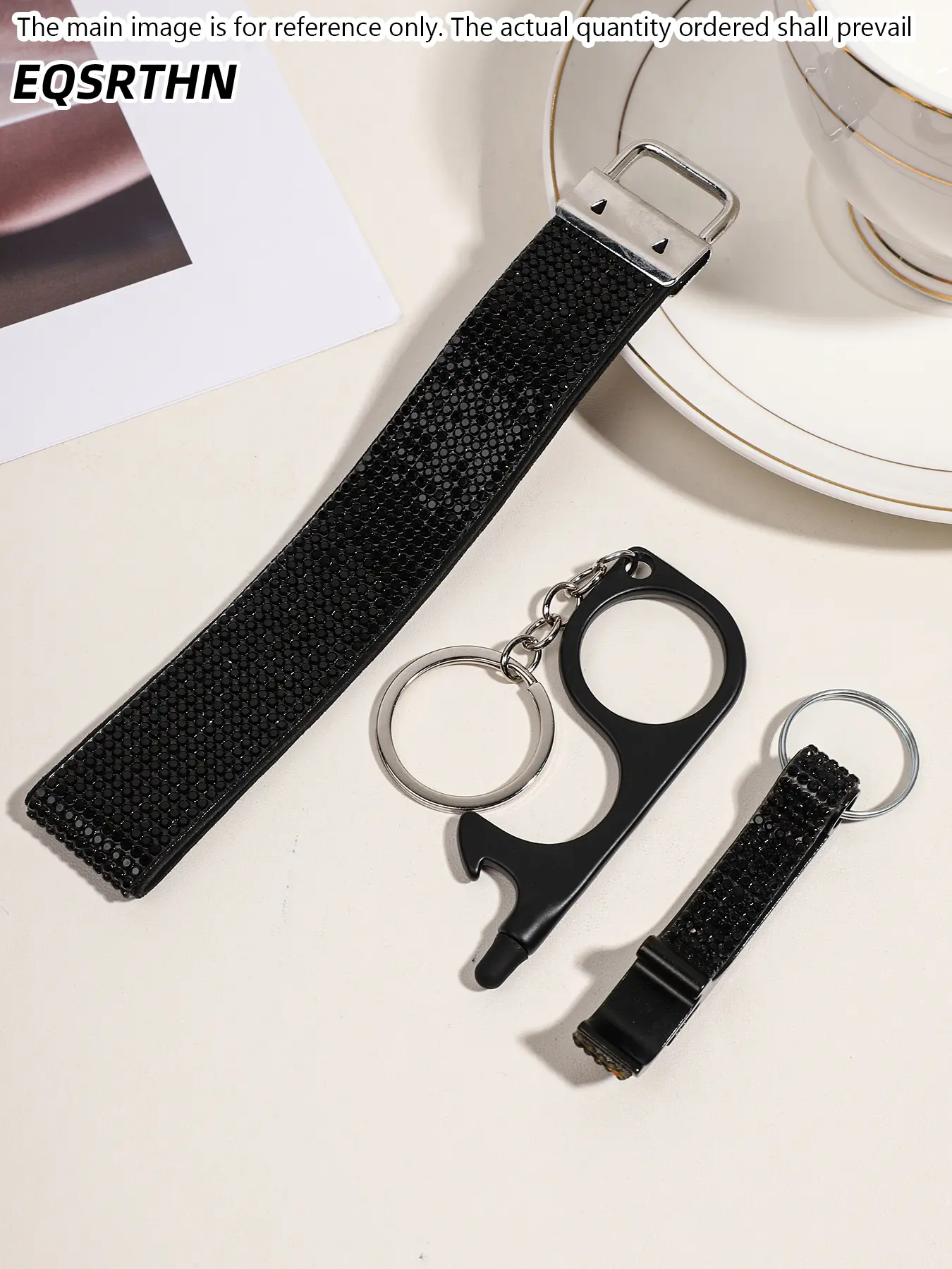 3pcs Rhinestone Car Keychain Set for Women Sparkling Wristlet Lanyard Bling Bottle Opener No-Touch Door Opener Stylus Tool Fashion Purse Backpack Charm Luxury Holiday Gift Keychain Accessory
