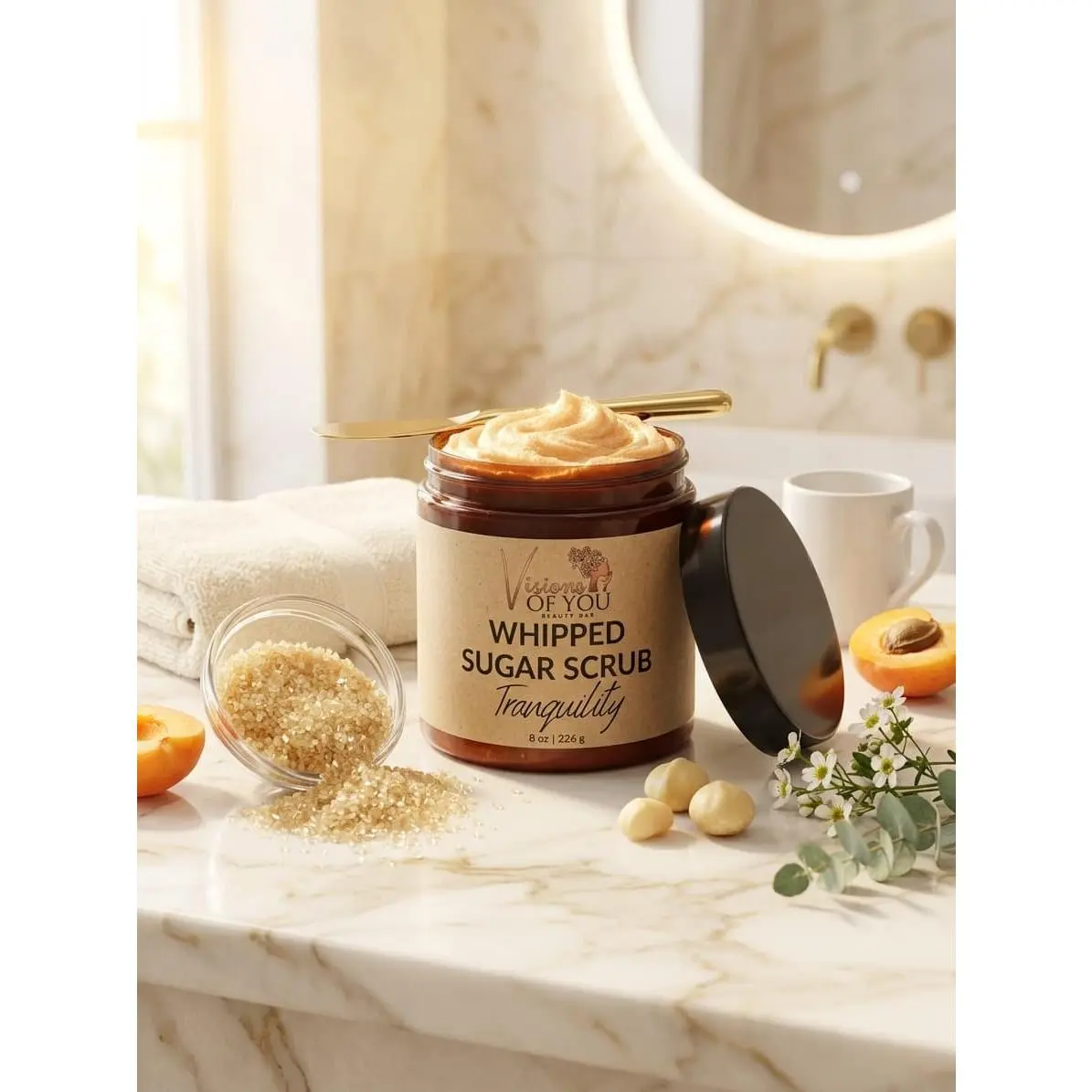 Pure Whipped Sugar Scrub — Exfoliating Body Scrub with Tallow & Apricot