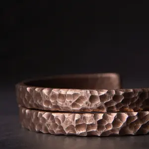 Rustic Hammered Solid Copper Bangle - Elegant Design with Natural Finish, Ideal for Everyday Wear