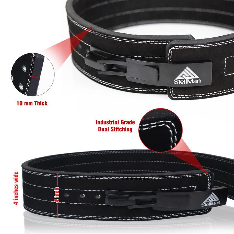 Stellman VeloLock Powerlifting Lever Belt for Weight Lifting – Black