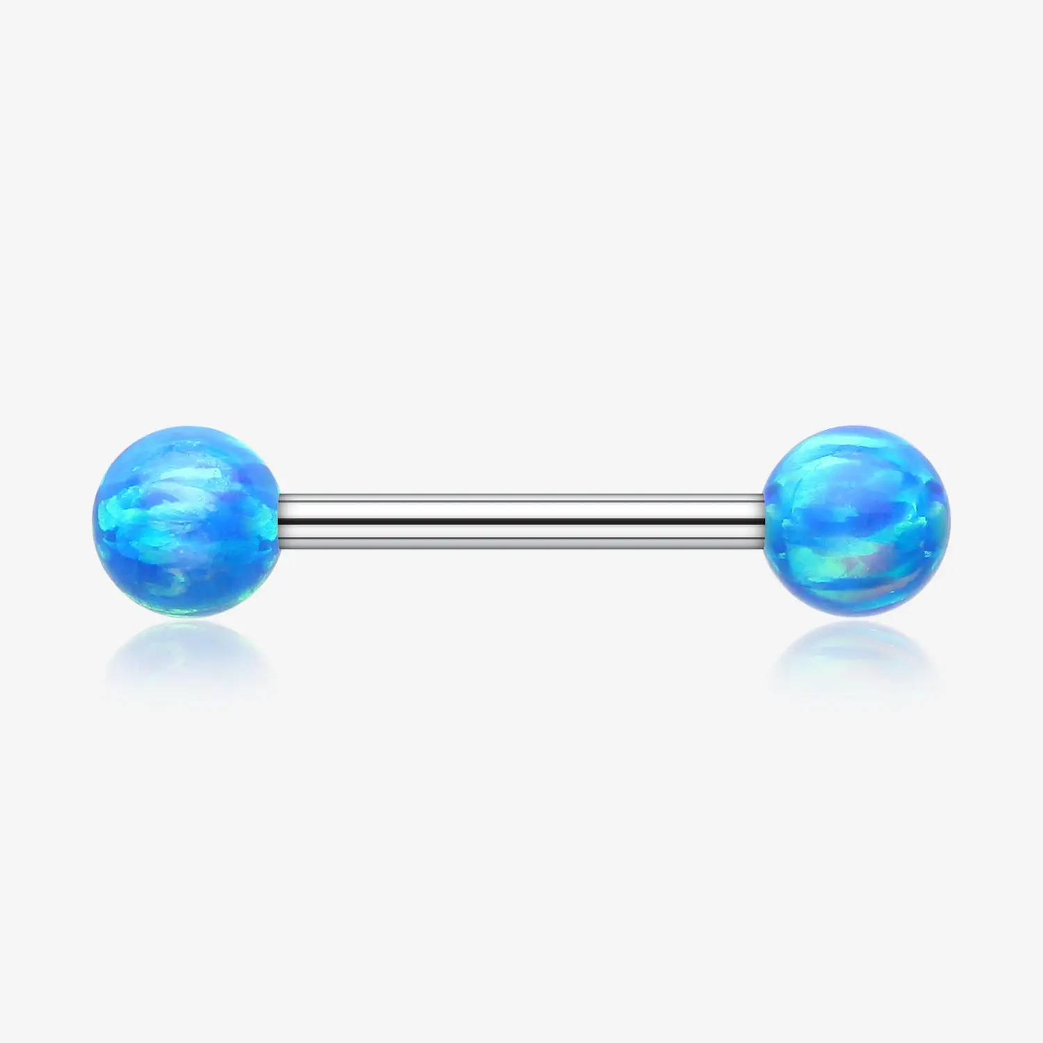 A Pair of Implant Grade Titanium Iridescent Fire Opal Ball Internally Threaded Nipple Barbell
