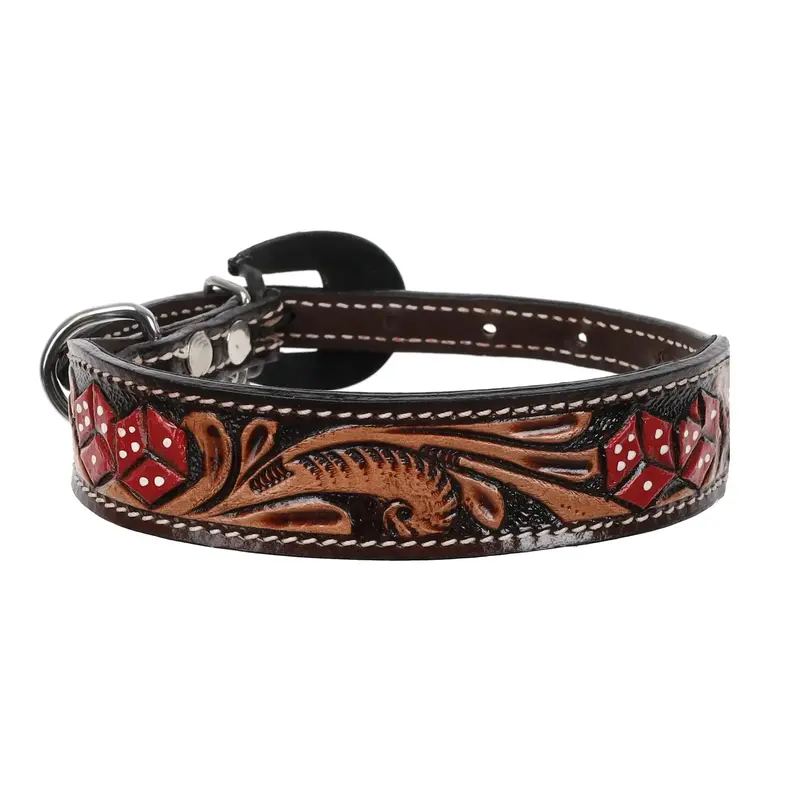 Leather Dice Dog Collar with Stylish Buckle, Dog Accessories for Canines