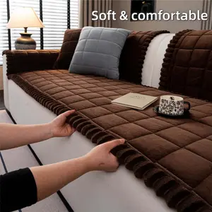 Luxury Plush Couch Cover, Non Slip SofaCover Single Piece Sofa Pad Soft Quilted Sofa Throw for 3 Seater Sectional Sofa, Machine Washable Pet Friendly Furniture Protector, Sofa Slipcover