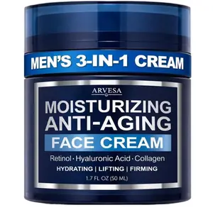Mens Face Moisturizer Cream - Anti Aging Cream with Retinol, Collagen & Hyaluronic Acid Lightweight After Shave Lotion for Men - Hydrating, Firming & Wrinkle Repair - Day & Night Facial Men Skin Care