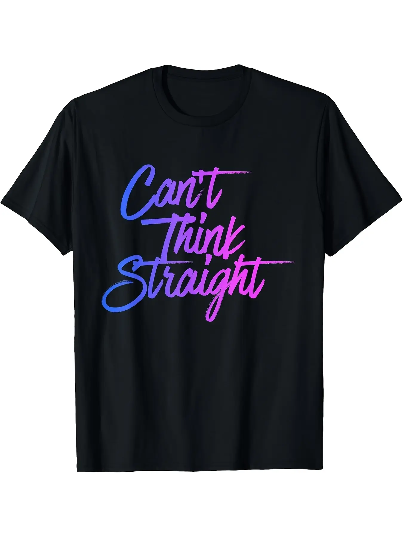 Can'T Think Straight Funny Bisexual Bi Pride Flag unisex soft cotton short sleeve t shirt, vintage graphic casual tee for men women teens, perfect birthday holiday gift for camping travel gym daily street casual wear