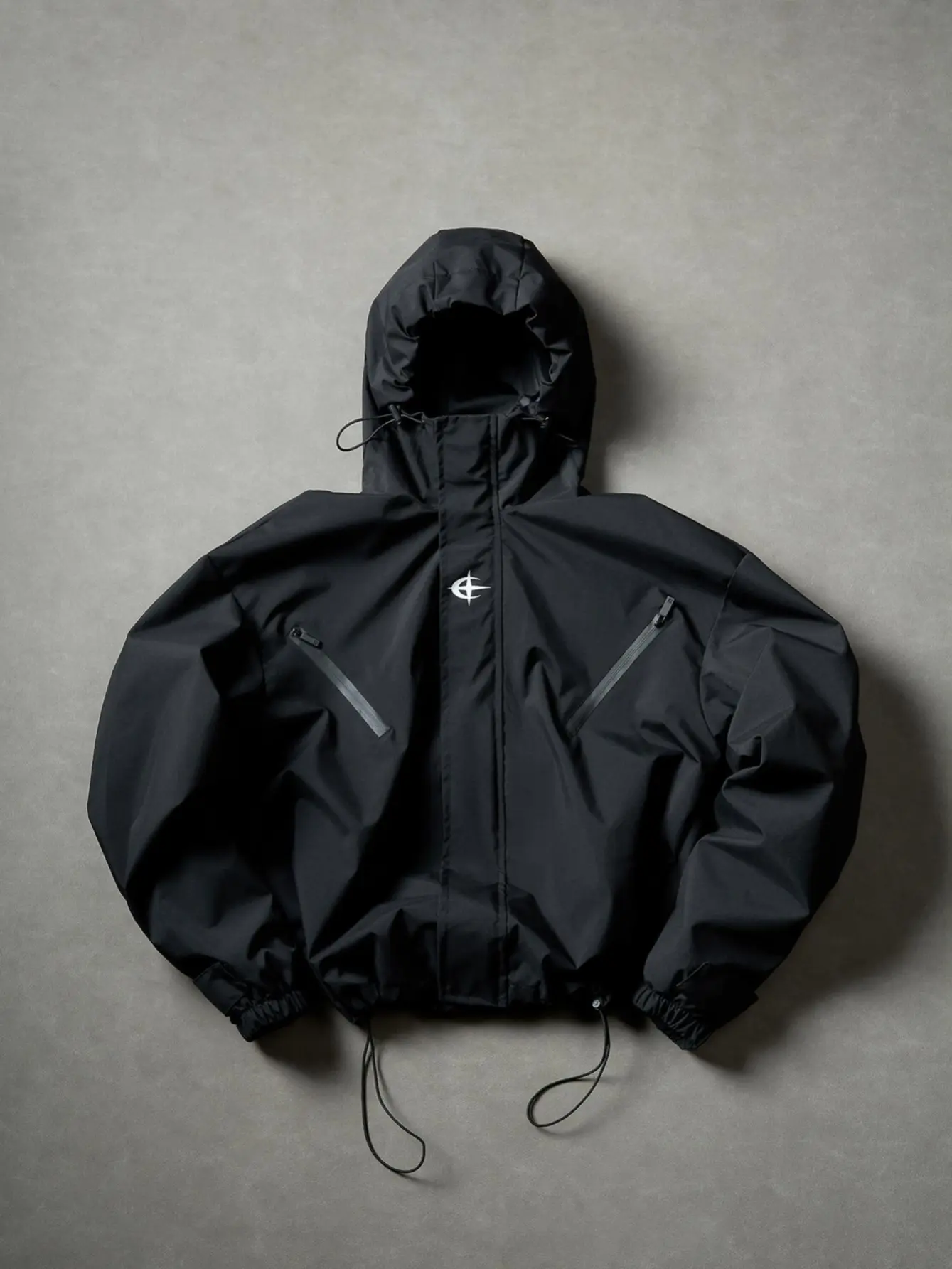 Waterproof Techwear Hooded Jacket | Black Oversized Utility Windbreaker SpringStatements Waterproof Techwear Hooded Jacket | Black Oversized Utility Windbreaker SpringStatements