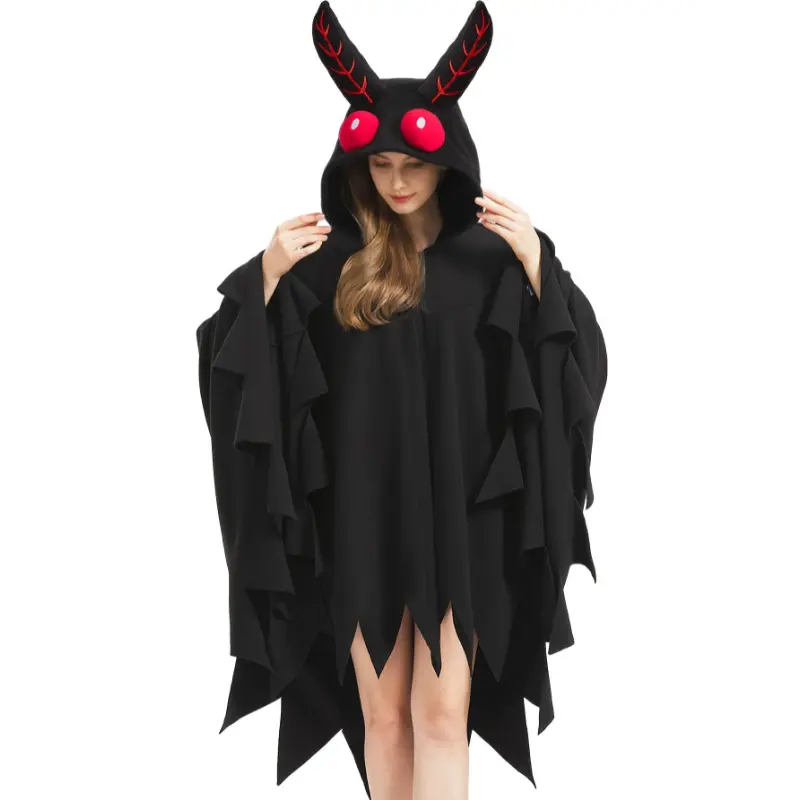 Unisex Adult Mothman Costume Mothman Cosplay Hooded Cape Halloween Christmas Party Cloak & Gift for Women and Men
