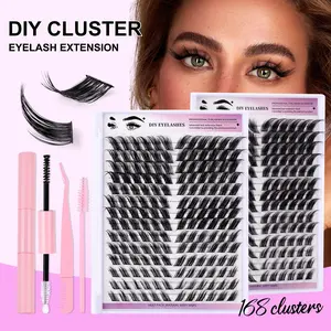 Individual False Eyelashes Kit, 168 Clusters Mixed Length & Styles Natural Look Eyelash Extensions, Self Grafting Curl Eyelashes, Eye Makeup Accessories, Cosmetic, DIY Eyelash Extensions