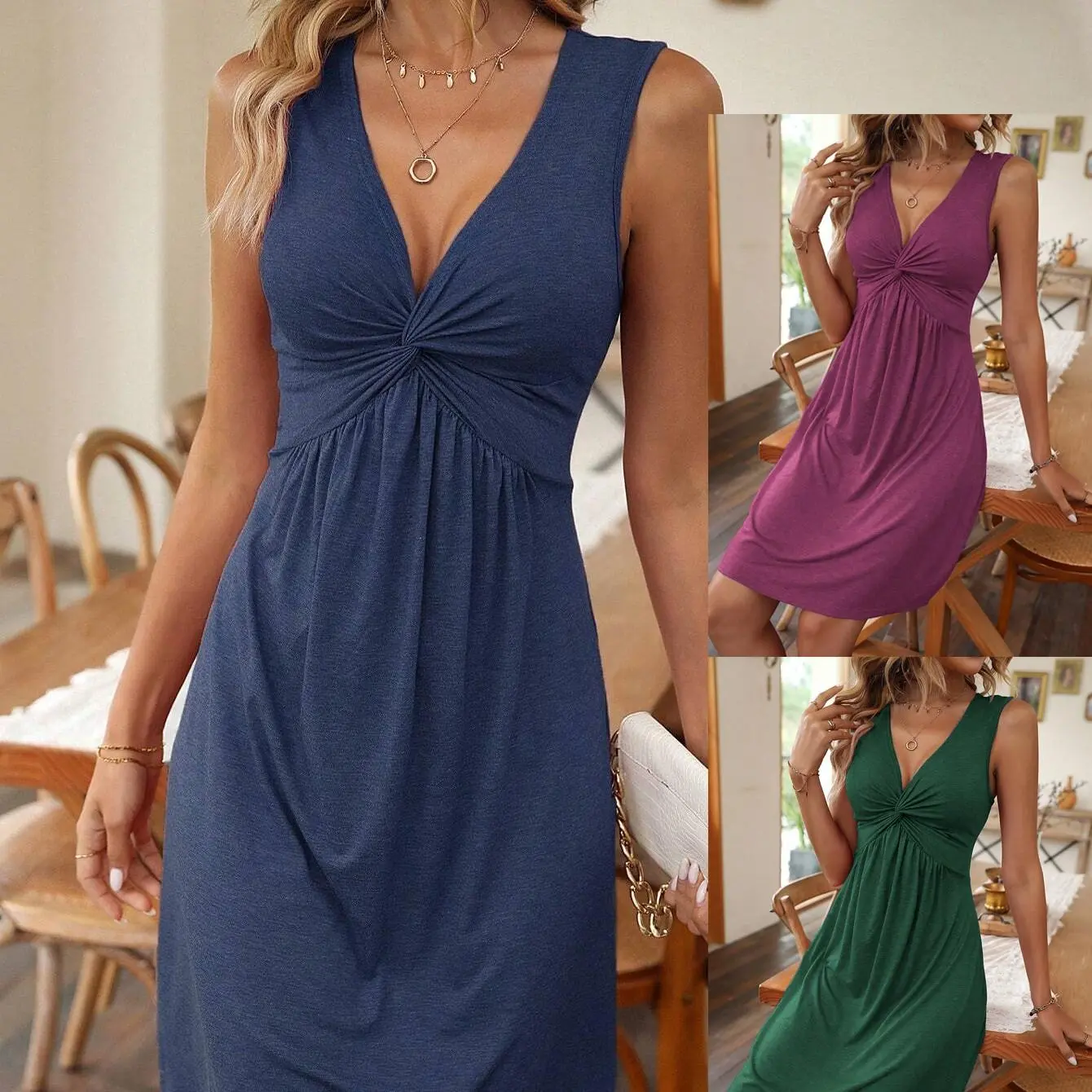 Women's Polyester Knitted Casual Dress - A-Line Silhouette, Waist-Slimming, Skirt-Inspired Design, Foldable, XL Size, Fabric, Folding