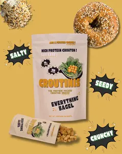 Everything Bagel Croutinis - Pantry Size 5oz High Protein Low Carb Gluten Free Croutons for Salads & Snacks