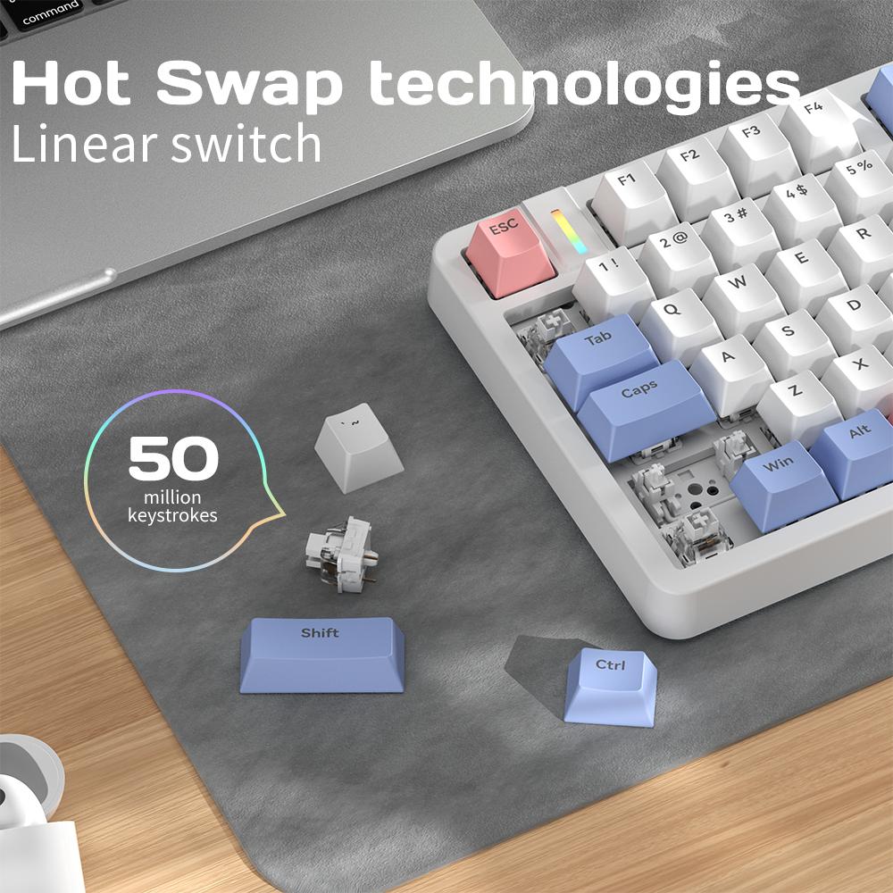 FURYCUBE G87 Side Erosion Glacier Orange Mechanical Creamy Keyboard - Noah Silver Switches, Single Mode White Backlight, Key Set, TKL Office Gaming keyboard with mute switch,Office,Silent,Wired