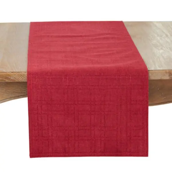 Saro Lifestyle 6179.BU16120B 16 x 120 in. Refined Stitched Plaid Table Runner, Burgundy