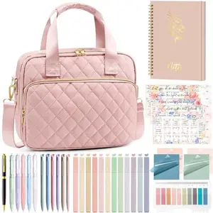 Bible Cover Case for Women, Large Bible Bag Bible Study Supplies Accessories Journaling Kit with Highlighters Tabs, Quilted Book Carrying Cases with Shoulder Strap, Christmas Christian Gifts for Women