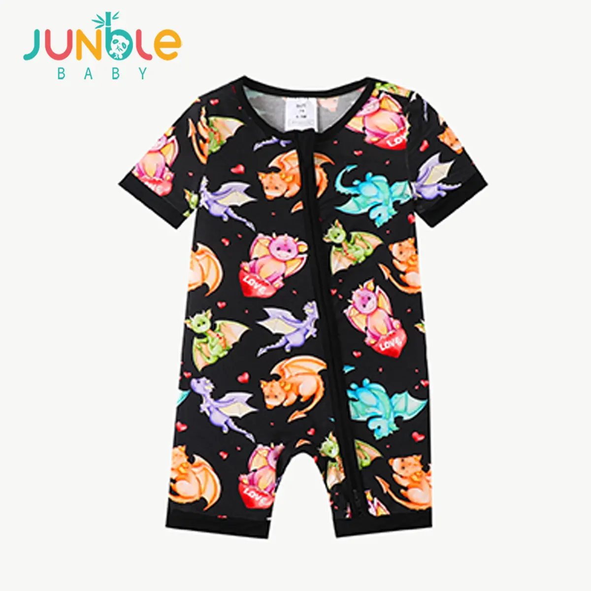 JUNBLEBABY Unisex Bamboo Long Sleeve Romper Suit, Trendy Black White Checker Print Infant Sleepwear with 2-Way Zip & Convertible Footies, Snug-Fitting 0-24M Baby Clothing, All Seasons Pajama Set