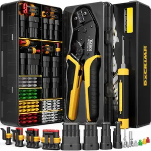 Automotive Electrical Connectors Crimping Tool Kit, 1/2/3/4 Pin  Plugs, Ratchet  for 24-14 AWG Wires, Includes  for , , RV, Boat Wiring Harness