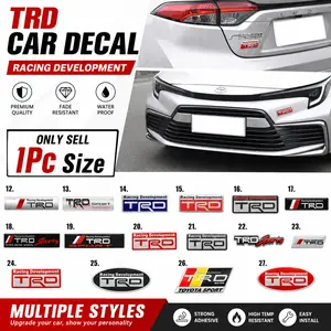 1Pcs 3D Aluminum TRD Car Logo Creative Sticker Decoration Accessories Car Fender Side Logo Door Logo Rear Logo Car Window Sticker Decoration Car Accessories for Tacoma TRD Pro 4Runner TRD Pro Tundra TRD Pro Camry TRD RAV4 TRD Off-road Edition 86 TRD Sequo