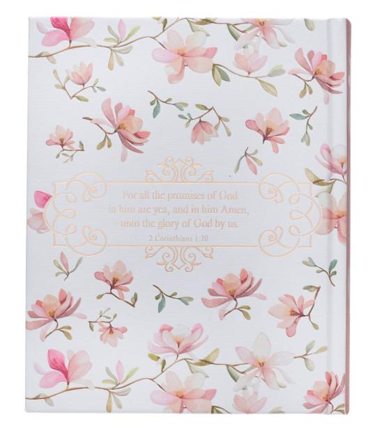 Holy Bible  My Promise Edition, Hardcover with Tabs, Stickers & Ribbon Markers, KJV, White & Pink Floral Wreath