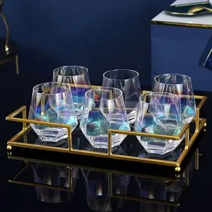 6-Piece Rainbow Stemless Wine Glasses – Reusable, Perfect for Cocktails, Whiskey, and Home Bar Decoration – Ideal Gift for Weddings, Birthdays, and Parties