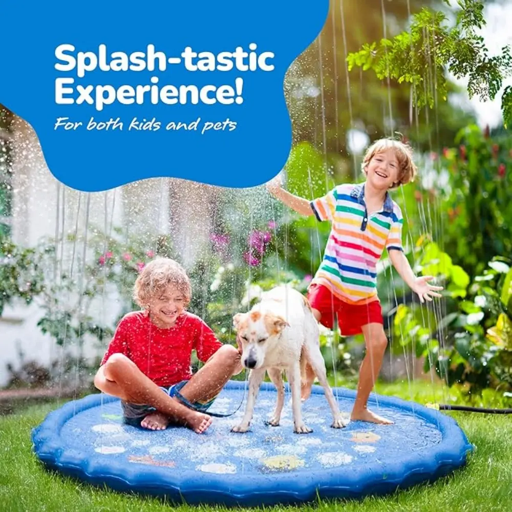 39inch Thickened Youngsters' Splash Play Mat - Inflatable PVC Water SprayPad for Outdoor Lawn Fun, Design for Boys & Girls KiddieSwimming Pool Animal Letter Design Style,foldable dog pool