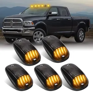 5Pcs Black Smoked Lens Lights 12 LEDs Cab Clearance Light Roof Top Marker Running Lights Kit for Ford Dodge Ram Trucks SUV POV Pickup Chevrolet Toyota SUV