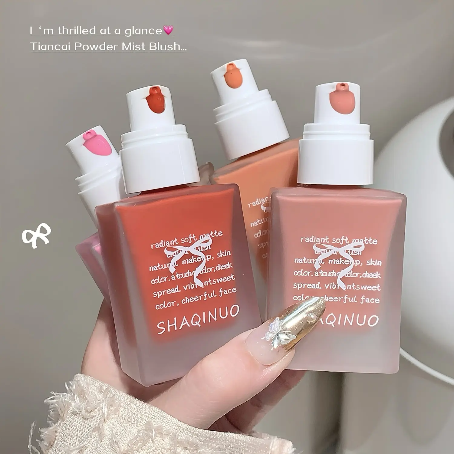 1pc Shaqinuo Radiant Soft Mist Liquid Blush Cosmetic (Single Bottle), 01#Chiang Mai Peach, Lightweight, Long-Lasting, Buildable Coverage, Vibrant Finish, Adults' Glam Style Cheek & Eye Enhancer, 6 Shades for Day & Carnival Gifting, One Piece