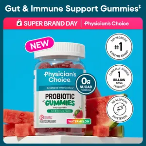 Physician's Choice Probiotic Gummies for Gut & Immune Health - with Vitamin D & Prebiotics - Sugar Free - Watermelon Flavor - Daily Gummy for Adults
