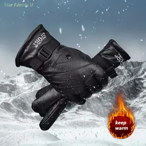 Men's Winter Warm PU Leather Gloves, Sports Fleece Thickened Riding Motorcycle Gloves, New Design for Cold Weather Protection, Durable Windproof Waterproof