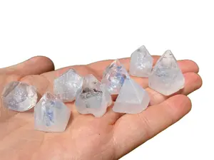 New Moon Beginnings Raw Apophyllite Crystal Point - Natural Mineral with Clear and Blue Accents, Handheld Sample
