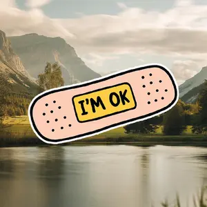 Self Love Sticker Im Okay Bandaid Sticker Cute Self-Care amp Mental Health Sticker