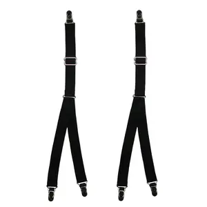 CTM Men's Elastic 1 Inch Casual Y Split Sock Garter Shirt Stays