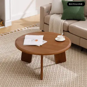 DAYALANE 32" Coffee Table for Living Room, Modern Small Round Coffee Table, Accent Table Cute Circle End Table for Small Space, Walnut