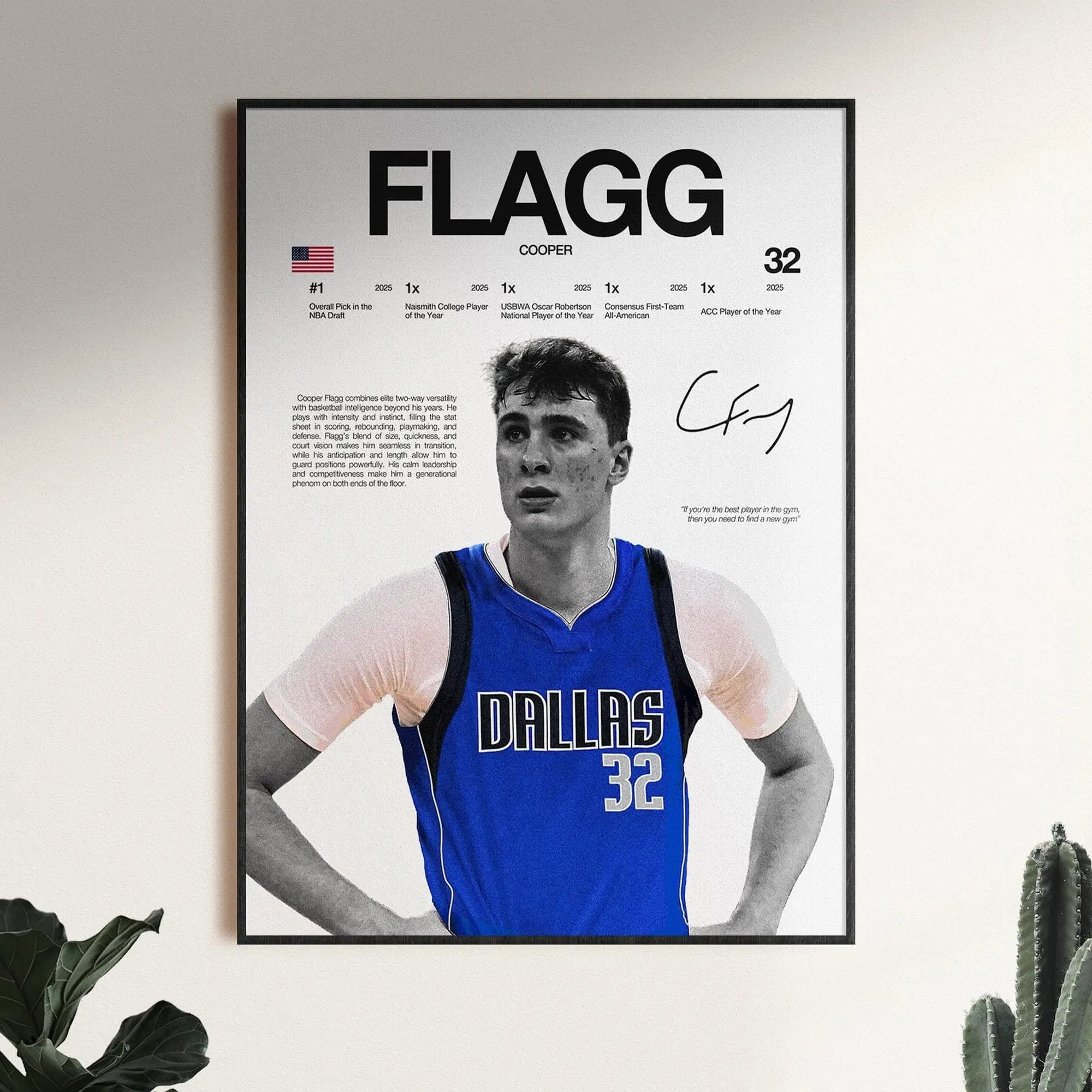 Cooper Flagg Poster, Dallas Wall Print, NBA Digital Download, Basketball Print Decor, Duke Basketball, Gift for Basketball Fans