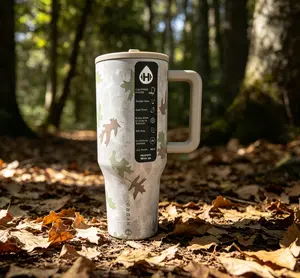 HydroJug Rodeo 40oz Gray Maple Leaf Print Limited Edition Insulated Water Bottle Triple Insulation Leak Proof Stainless Steel Traveler with Built-in Straw for Daily Hydration Drinkware Bottled Flasks