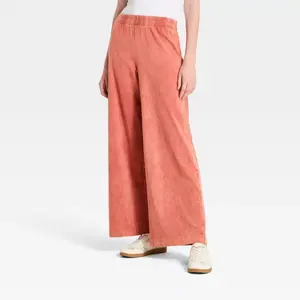 Women's High-Rise Wide Leg Knit Pull-On Pants - Universal Thread Red XS