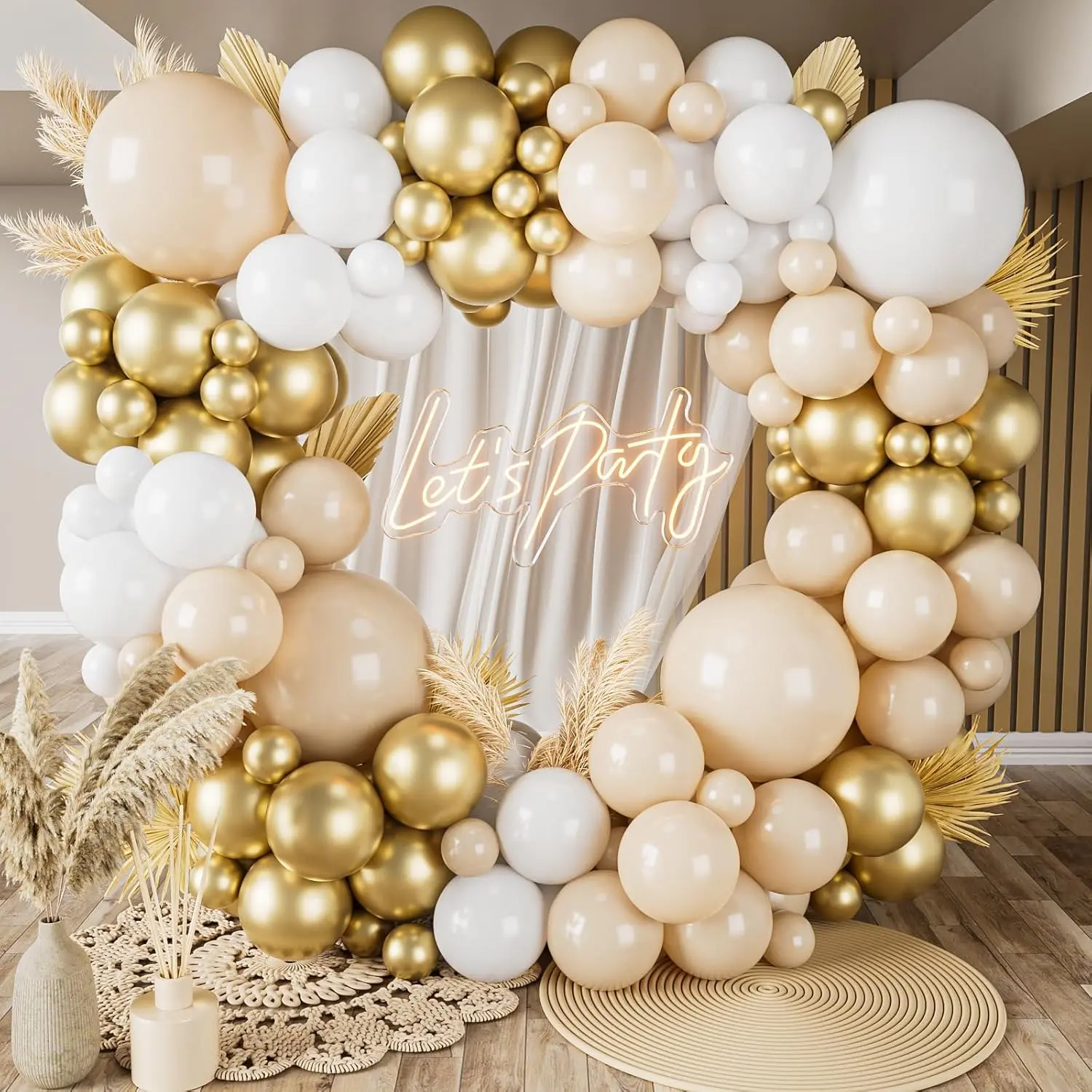 Sand White and  Balloon Arch Kit, 171 count White Nude Neutral Beige Metallic  Different Size Balloons for Boho Wedding  Bridal Shower Engagement Birthday Party Decorations Backdrop