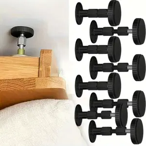 8 Pack Behind Bed Frame Protector Antishake Tool,Adjustable Threaded Headboard Stoppers/Bumper Against Wall,Bed Shake Support Stabilizer Device for Anti-Knocking,Banging,Metal (Black 27-90mm)