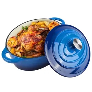 4.5 Quart Enamel Oval Dutch Oven Pot with Lid, Oven Safe Cast Iron Dutch Oven with Handles, Ideal for Baking Bread, Braising, Cooking & Frying