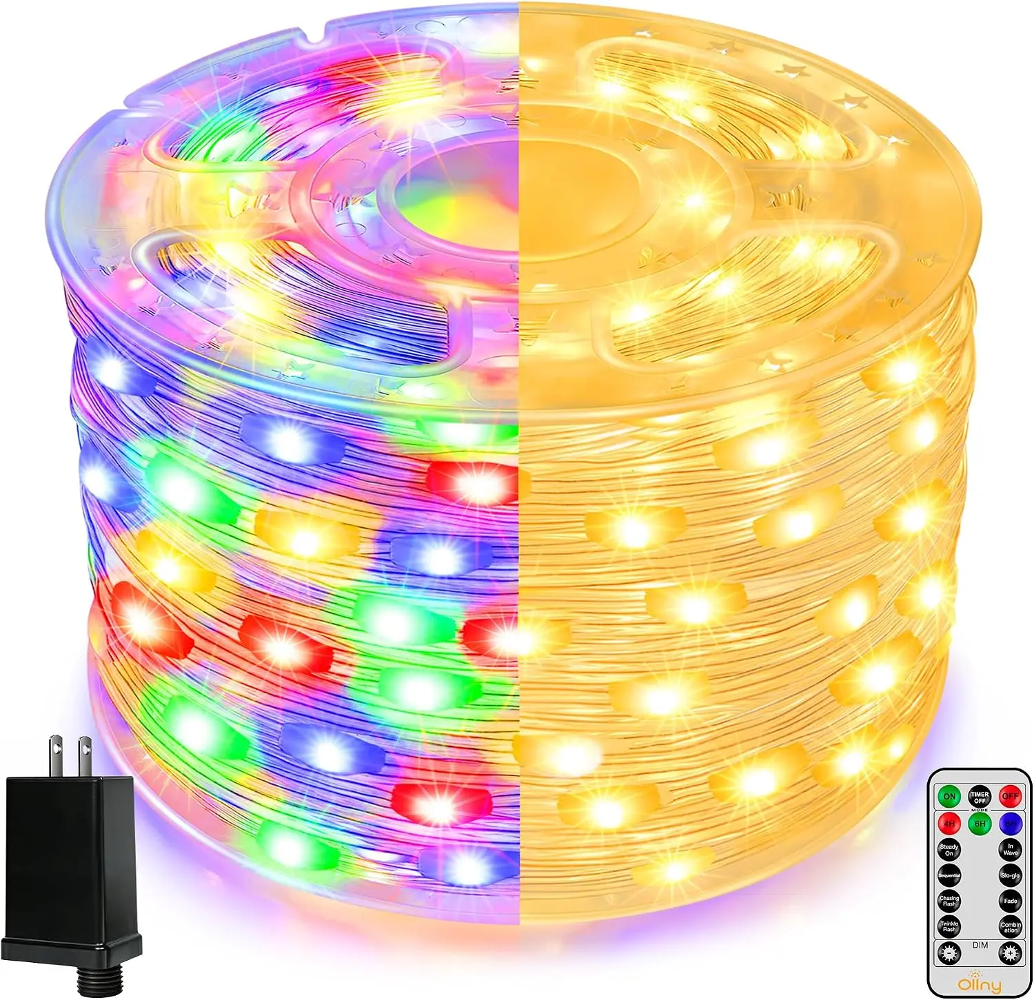 Christmas Lights Warm and Multicolor, 600LED 197FT Christmas Tree Lights IP67 Waterproof, Plug in Fairy Light with Remote 11 Modes Timer, Xmas Light for Outdoor Indoor House Holiday