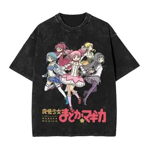 Japanese hot Anime Puella Magi Madoka Magica T Shirt Washed Comfortable Oversized Unisex high 3quality hot product Classic soft