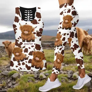 Cute Highland Cow Tank Top and Leggings - Personalized Apparel for Cow Lovers
