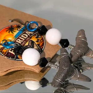 Florida Before Us series Wire Wrapped Shark Tooth One of a Kind Handmade Earrings