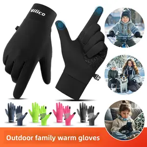 Vilico Outdoor Parent-Child Autumn Winter Sports Running Cycling Touchscreen Warm Gloves Fleece Lined Cold-Proof for Family Adventures outdoor activity glove gym stuff High Sensitivity Screen grip  it  gloves football gloves outdoor winter gloves for men