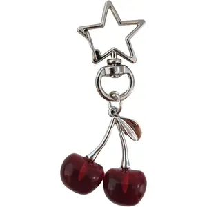 Cute Cherry Keychain Bag Charms Star Keyring Sweet Aesthetic Y2K Accessory Kawaii Purse for Car Keys Women Girls