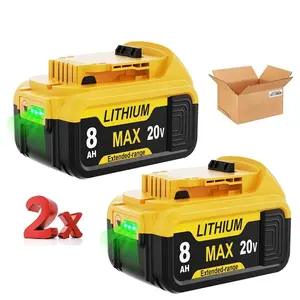 high quality  2Pack For DeWalt 20V 20 Volt Max 8.0AH Lithium Ion Battery DCB206 DCB205 DCB204