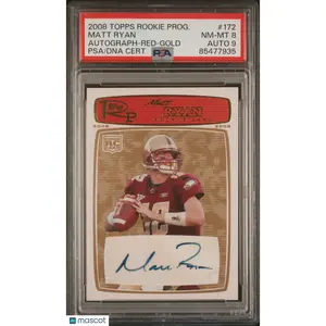 2008 Topps Rookie Progression Matt Ryan #172 Autograph Red Gold PSA 8 Auto 9