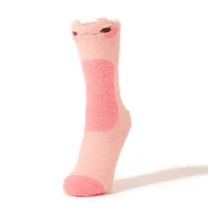 Mina Fuzzy Socks - Pink Frog Design for Summer - Quirky & Cozy - Plain Pattern - Fun & Whimsical Style